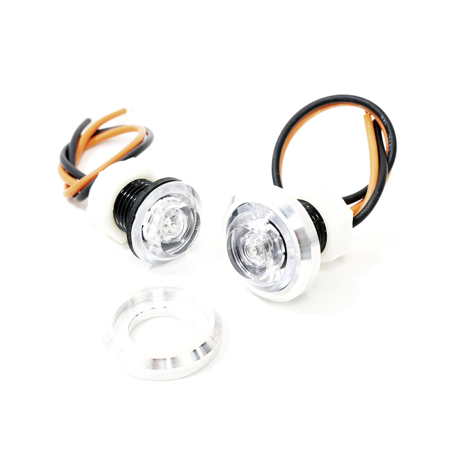 CLEAR LED BLINKERS W/ AMBER LED PAIR WITH CNC BEZEL 3 COLORS