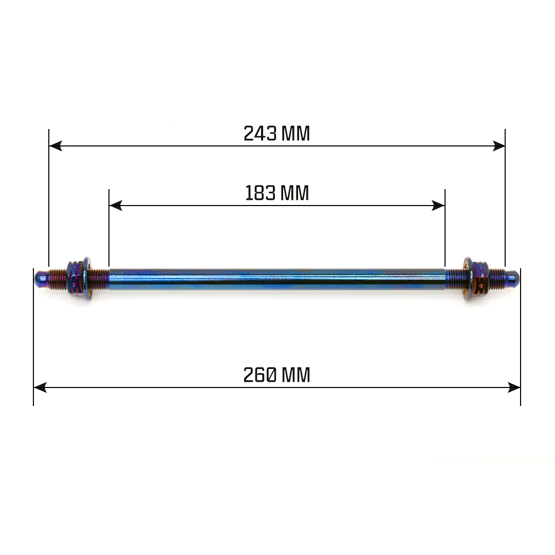 12MM X 260MM neochrome front axle for Honda Ruckus disc kits